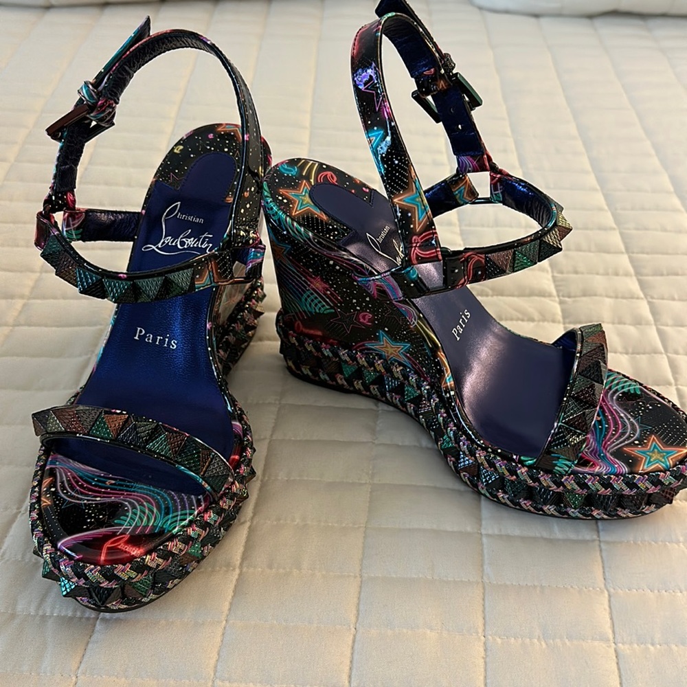 Pyrclou 110 Printed Patent Leather Wedge Brand New!